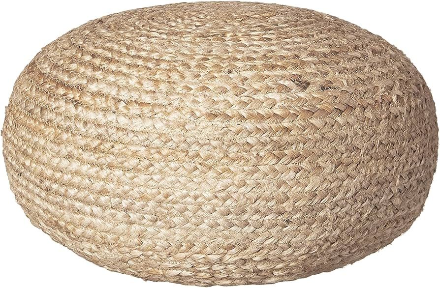 Decor Therapy Round Pouf Ottoman, Natural Jute Woven, Boho Poof, Bohemian Style - (19"x 19"x 10.5... | Amazon (US)