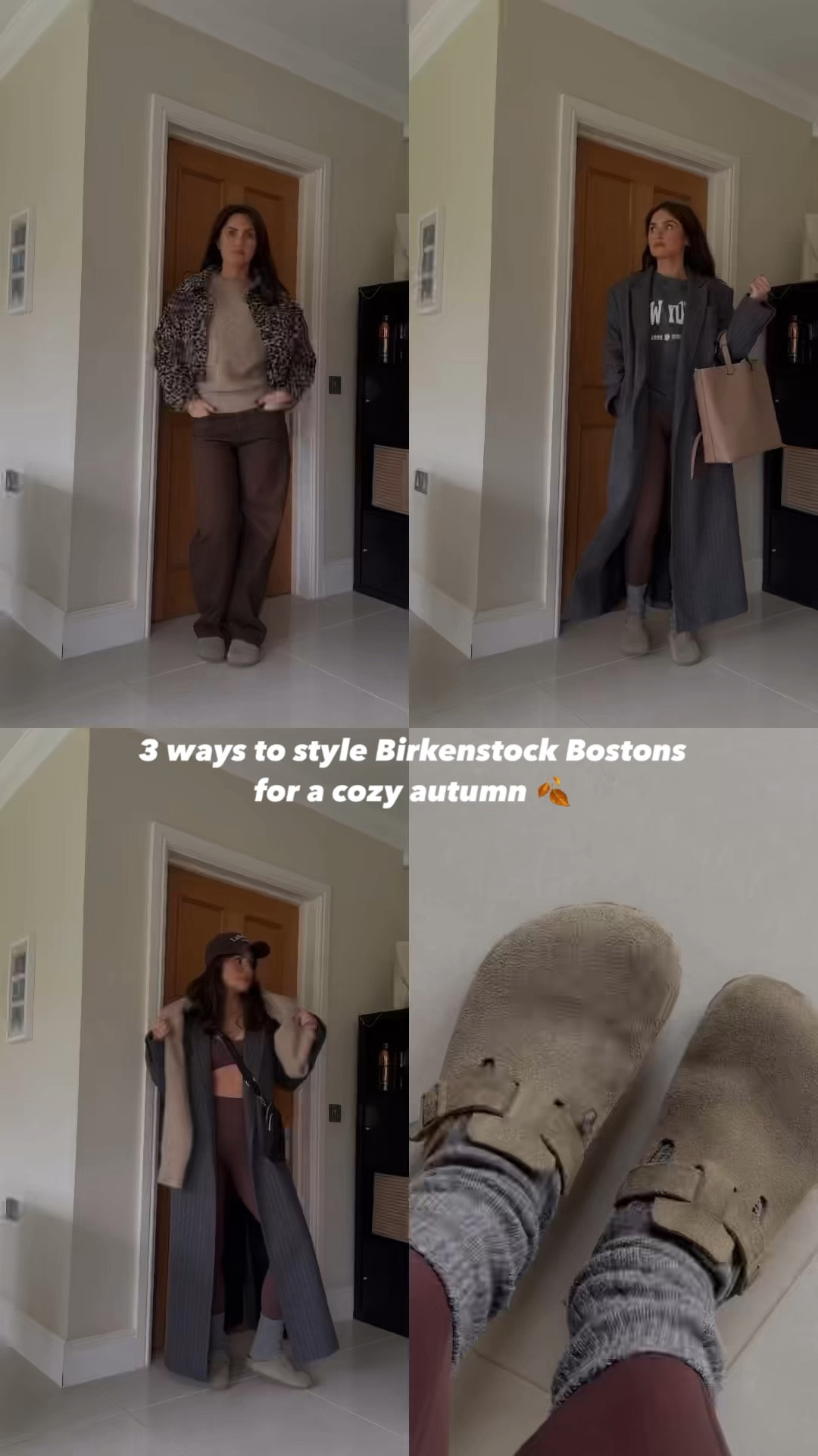 Birkenstock Bostons, brown knitwear, mohair sweater, brown yoga leggings, grey sweatshirt, pinstriped coat, brown tote bag, suede tote bag, autumn outfit, winter outfit idea, casual outfit idea

#LTKstyletip #LTKautumn #LTKuk