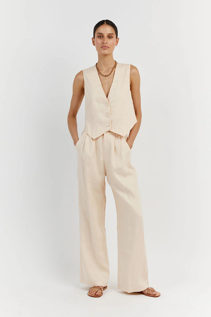 BANKS BUTTER LINEN VEST | DISSH