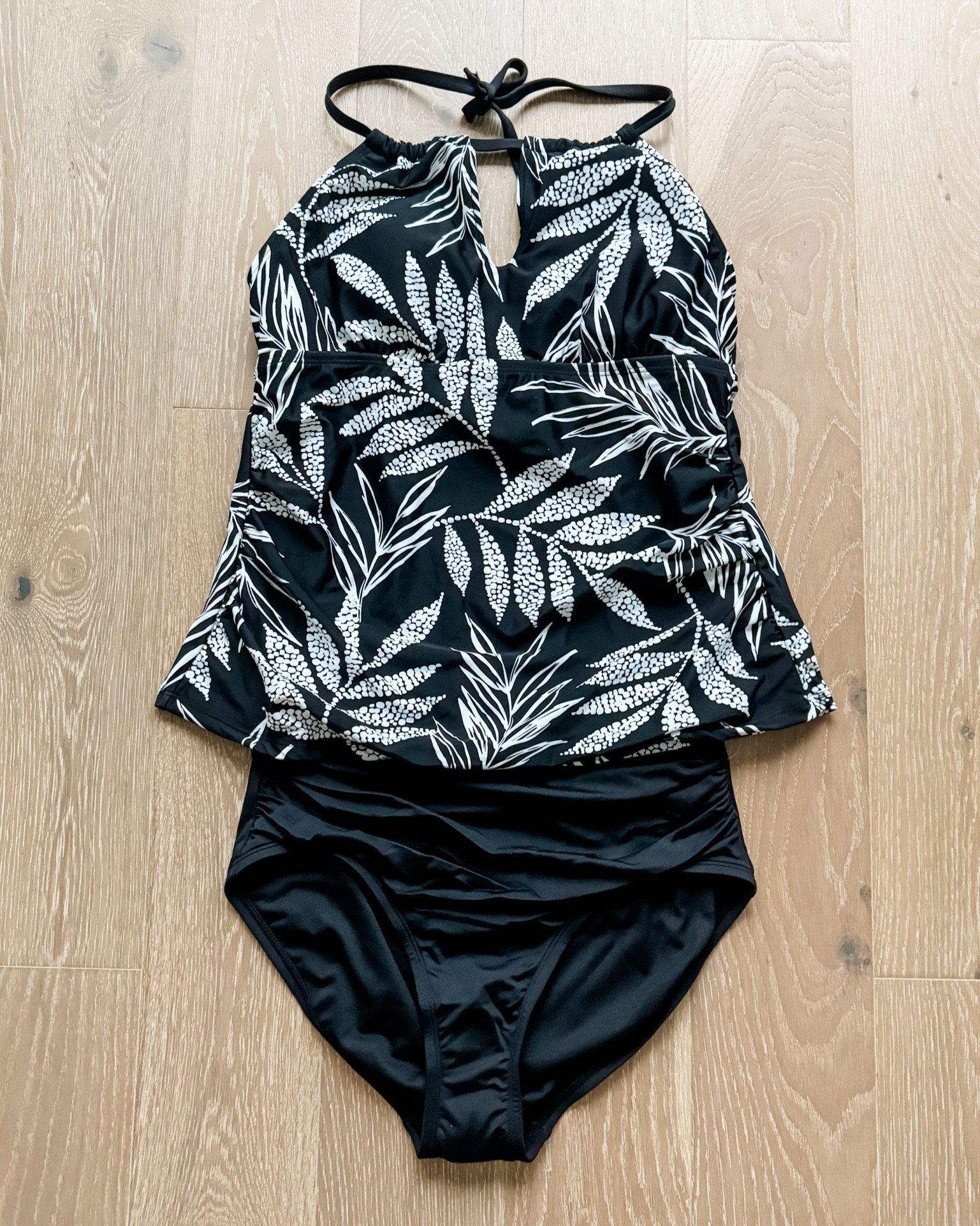 Two piece swimsuit / black and white swimwear / tankini top /  black high waisted bikini bottom / postpartum friendly swim suit / summer outfit / beach vacation 

#LTKTravel #LTKFindsUnder50 #LTKSwim