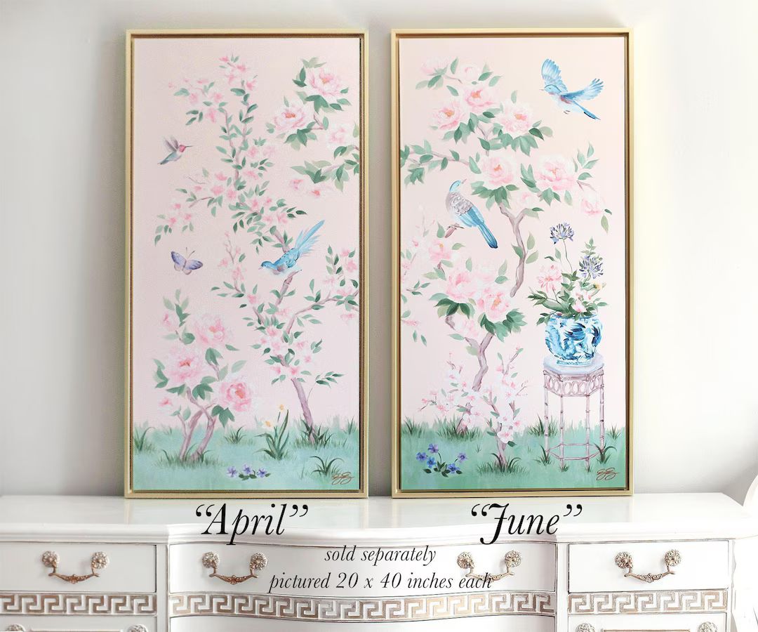 April A Pink Chinoiserie Canvas Wrap. Sold Separately. Girls - Etsy | Etsy (US)