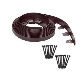 30 ft. L x 2.4 W x 1.7 in. H Brown Heavy Duty Plastic No-Dig Landscape Edging Kit | The Home Depot