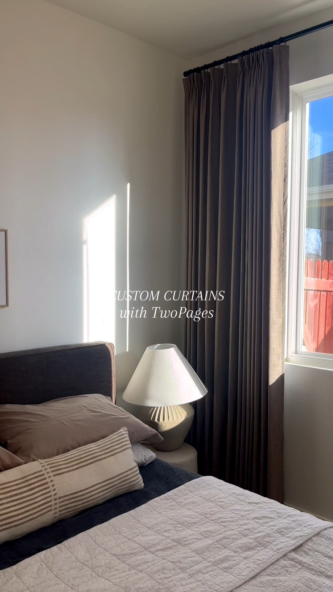 Liz Linen Drape Pleated curtain in the color Oak Dim Grey 1908-10. 

Pinch pleat / privacy, shading rate 60%, 117 gsm cotton white / memory training. 

🚨USE DISCOUNT CODE: ITSBEIGEE on your next order! 

@twopagescurtains

#LTKHome