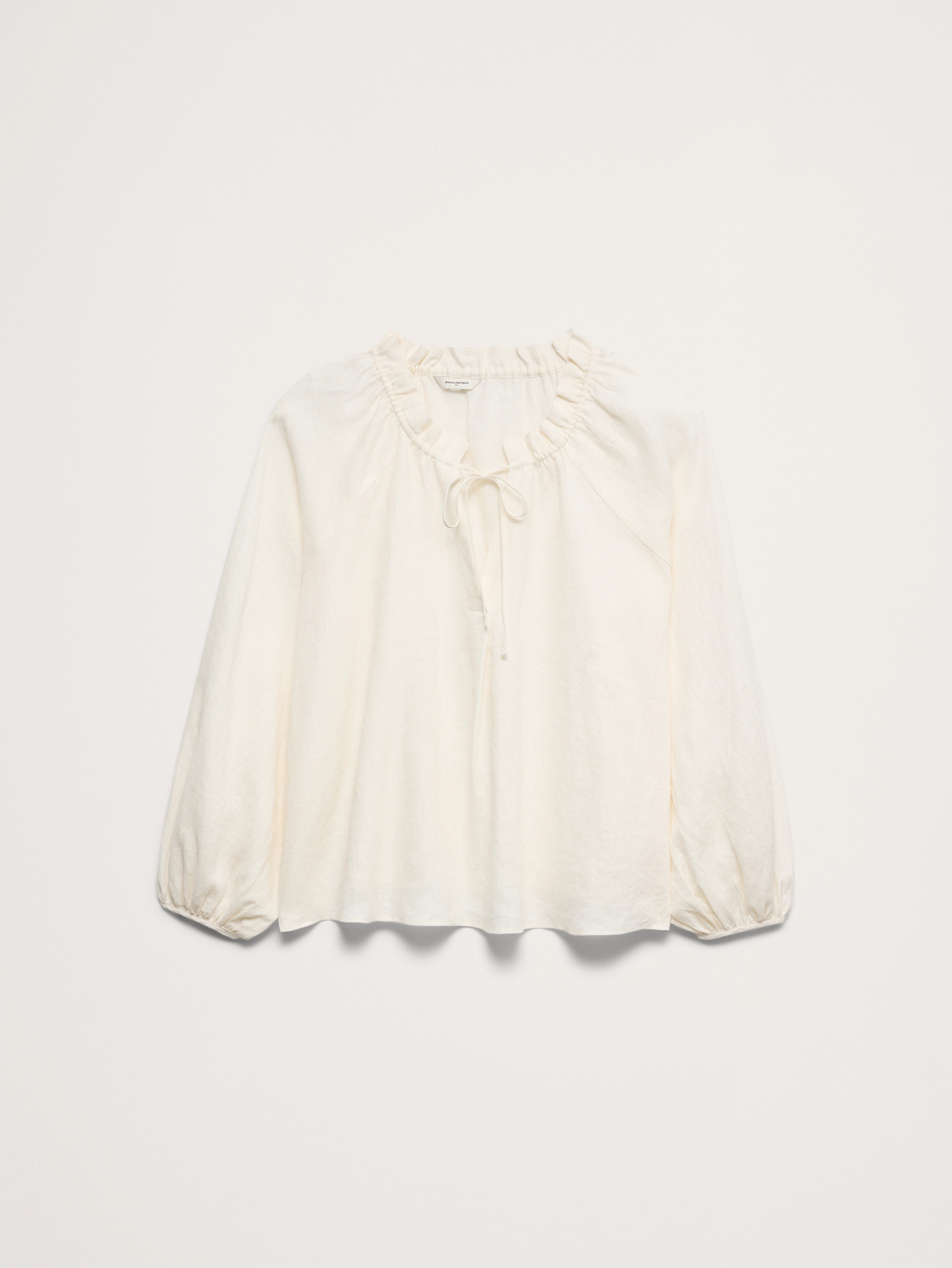 Linen Ruffle-Neck Top | Banana Republic (US)
