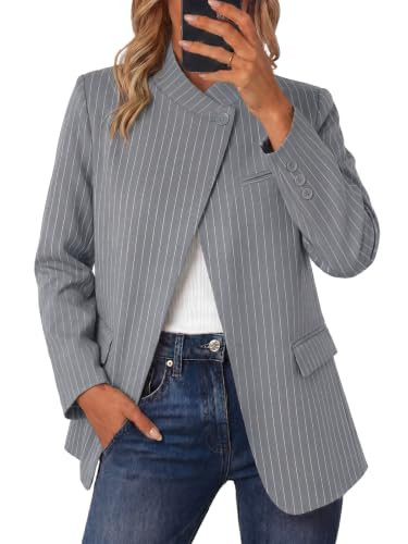 Cicy Bell Women Plaid Blazer Business Stand Collar Open Front Suit Jacket | Amazon (US)
