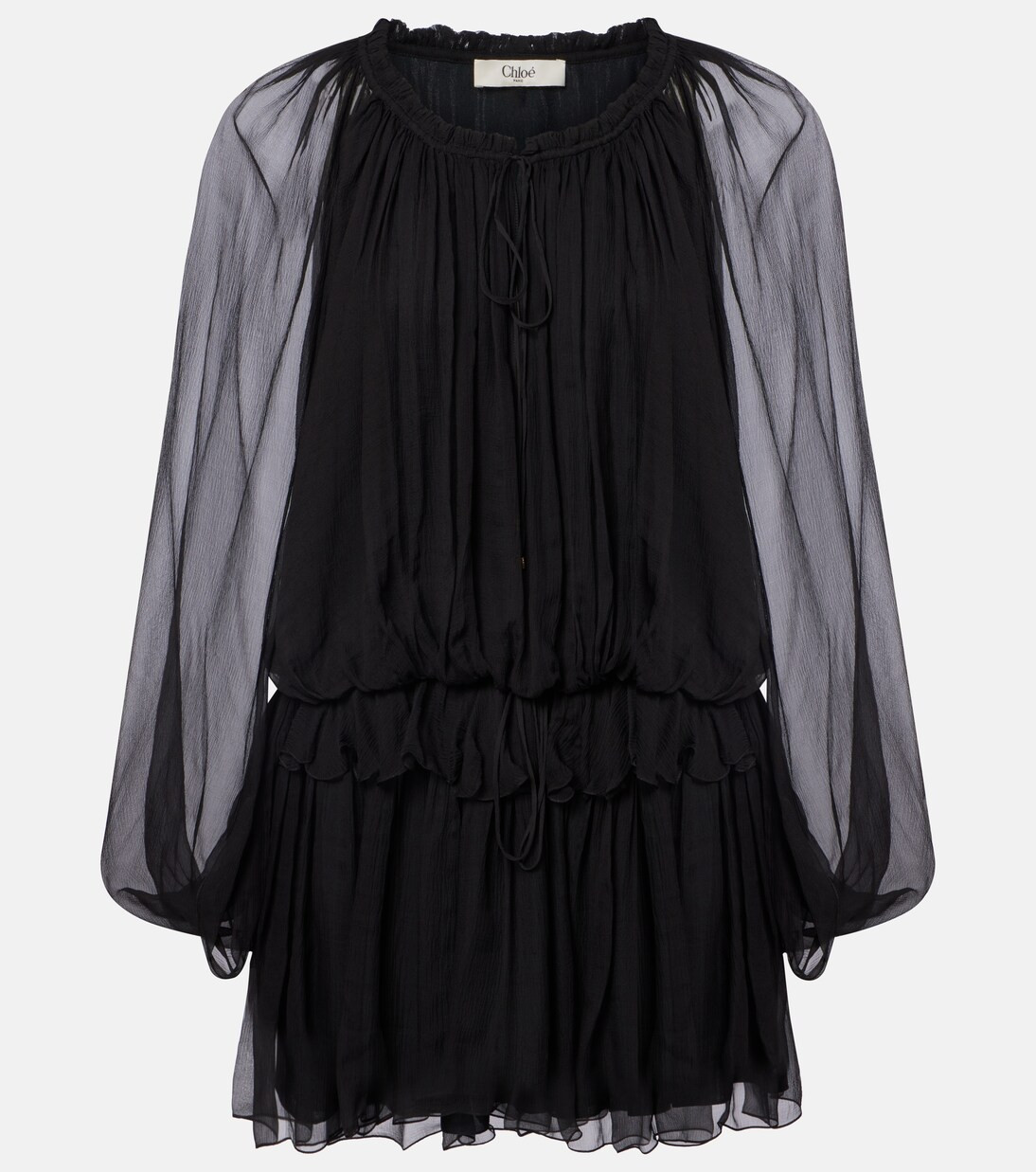 Ruffled draped silk minidress | Mytheresa (UK)