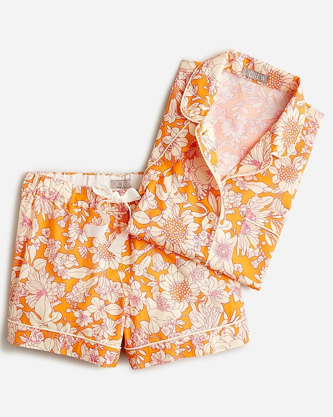 Short-sleeve cotton poplin pajama set in orange floral | J. Crew US
