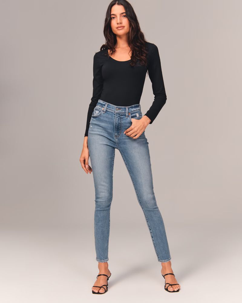 Women's High Rise Super Skinny Ankle Jean | Women's Clearance | Abercrombie.com | Abercrombie & Fitch (US)
