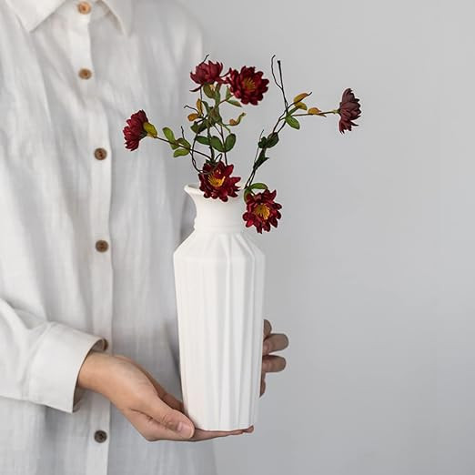 White Ceramic Vases Flower for Home Décor Modern Boho Vase for Living Room Pampas Floor Tall Geo... | Amazon (US)