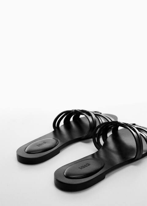 Sandales à lanières cuir -  Femme | Mango France | MANGO (FR)