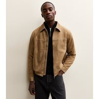Men's Camel Faux Suede Collared Jacket New Look | New Look (UK)