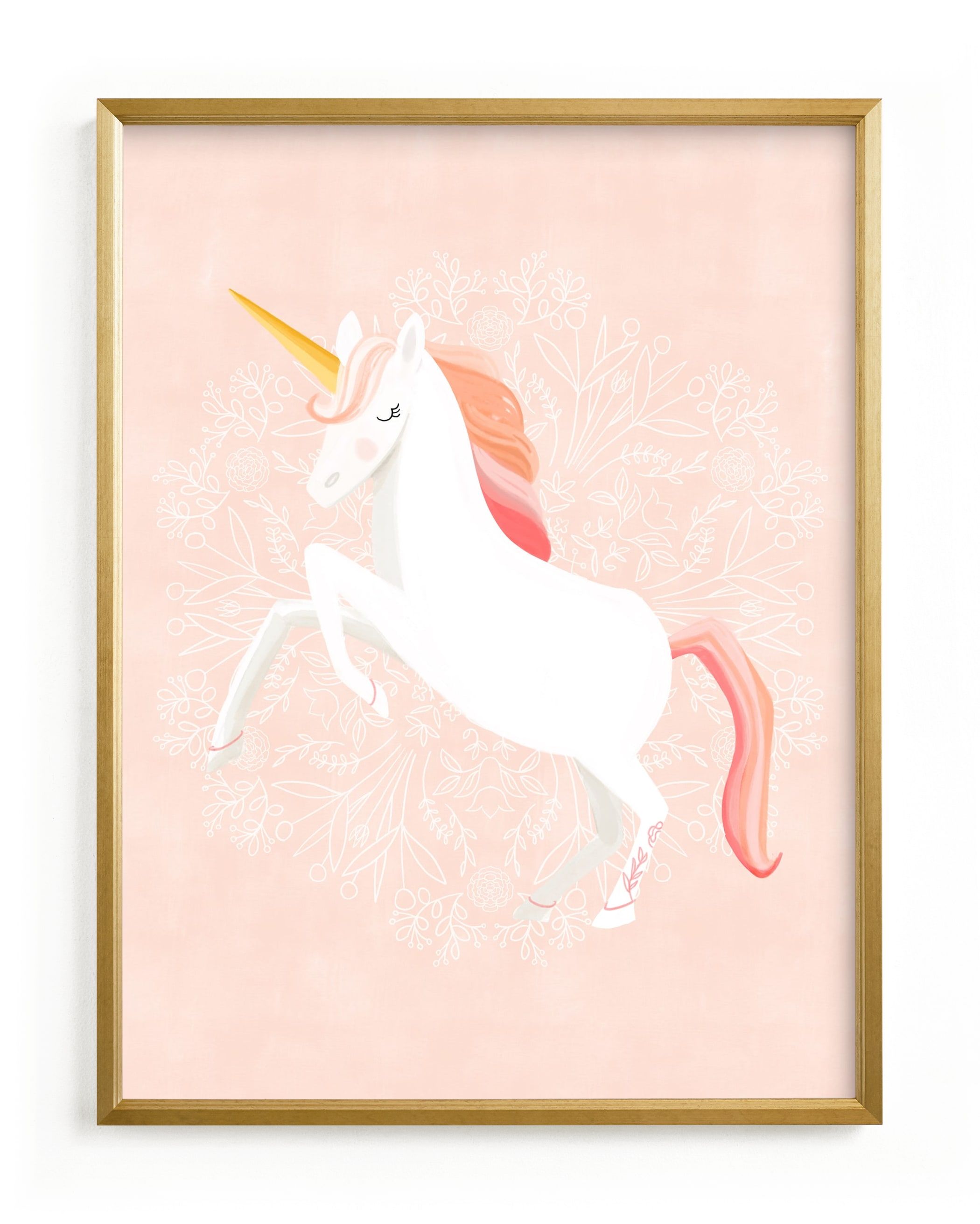 "Unicorn & Blooms" - Painting Limited Edition Art Print by Little Miss Missy. | Minted