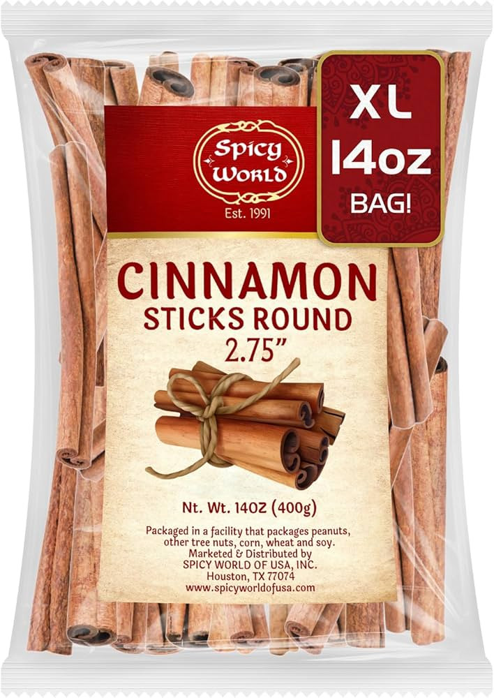 Spicy World Cinnamon Sticks 14 Oz Bag ~100 Sticks - Strong Aroma, Perfect for Baking, Cooking & B... | Amazon (US)