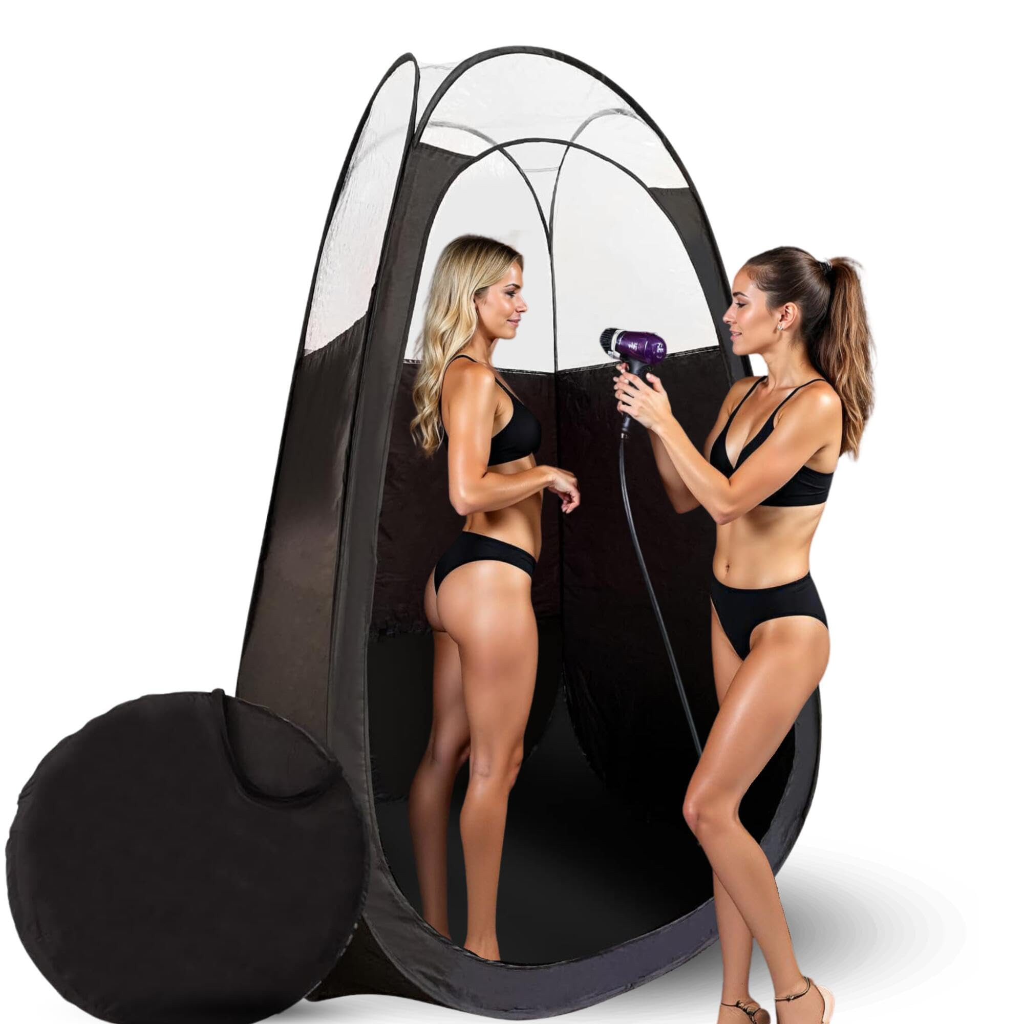 Large Deluxe Spray Tan Tent – Pop Up Tent Portable Tanning Booth with Carry Case – Clear Wind... | Amazon (US)