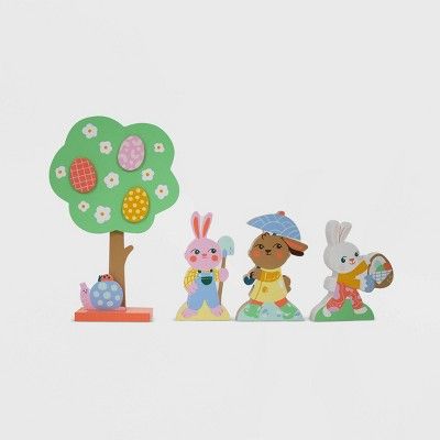 Wood Easter Bunny Character Pack with Tree - Spritz™ | Target