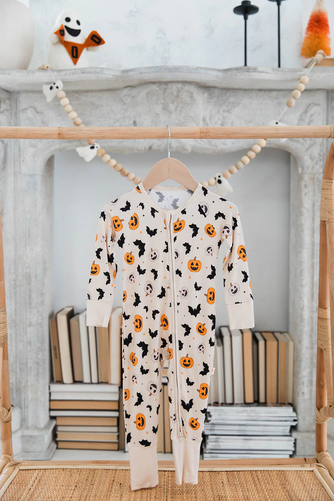 Bats & Pumpkins Zippered Romper | Halloween Loungewear for Baby + Kids | Ollie's Day