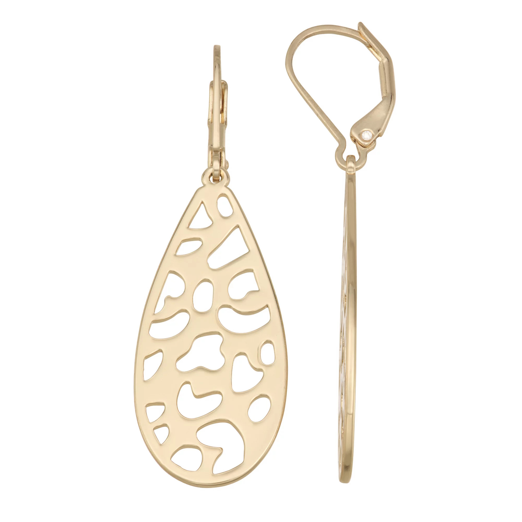 Nine West Gold Tone Leopard Teardrop Leverback Earrings | Kohl's