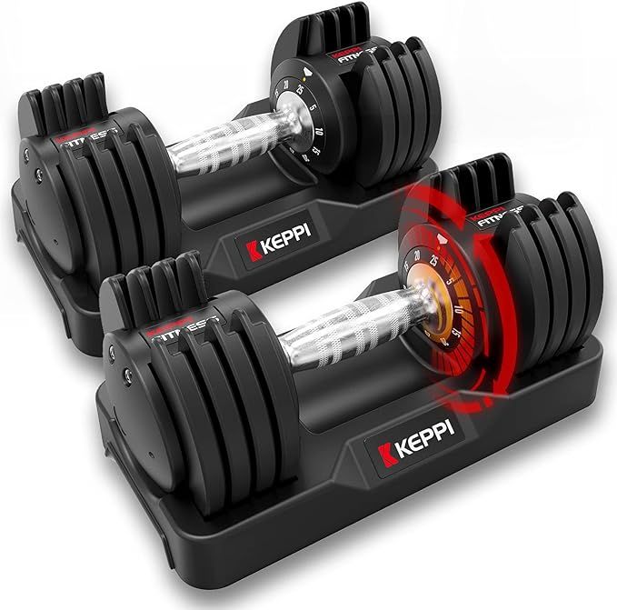 Keppi Adjustable Dumbbells Set-25 lb Dumbbells with Anti-Slip Metal Handle for Exercise & Fitness... | Amazon (US)