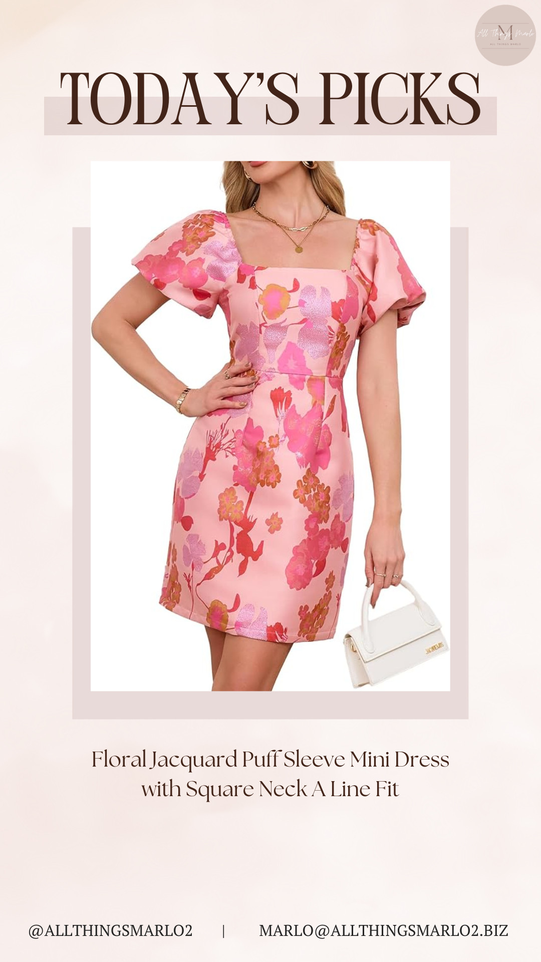 Floral Jacquard Puff Sleeve Mini Dress with Square Neck A Line Fit 

 #LTKSeasonal #LTKWorkwear #LTKTravel