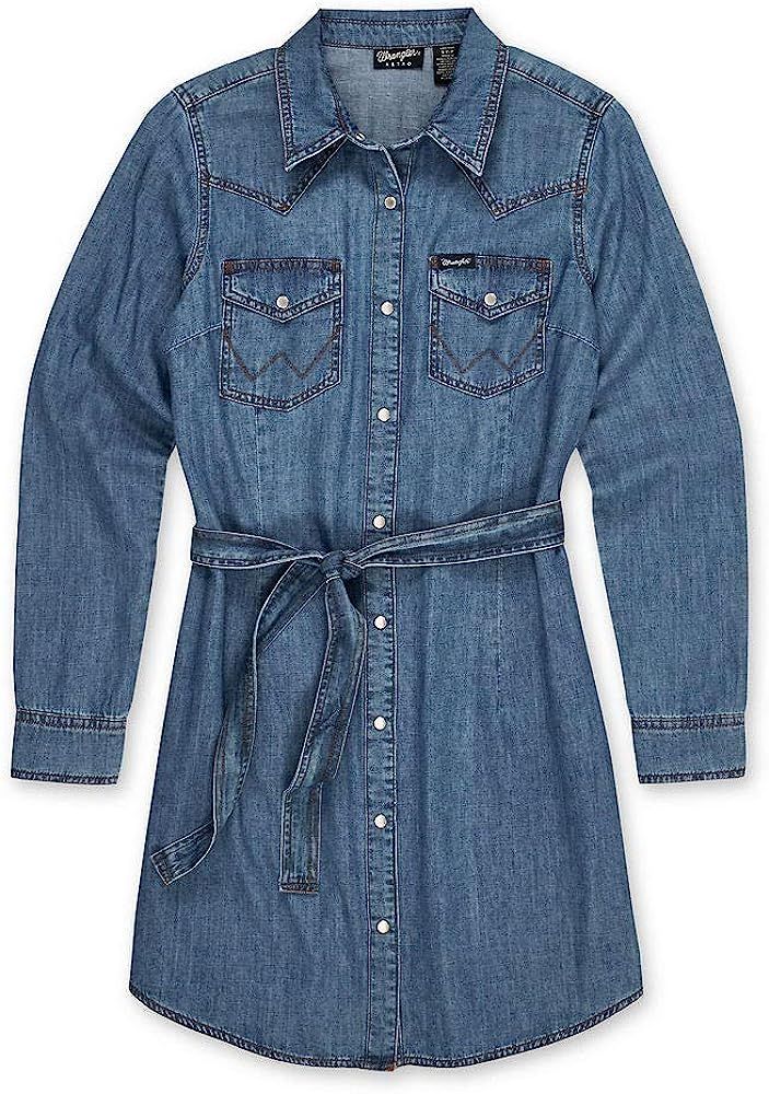 Wrangler Women's Retro Long Sleeve Western Denim Shirt Dress | Amazon (US)