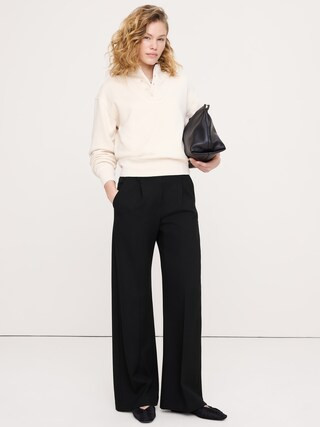 High-Rise Wide-Leg Drapey Ponte Pull-On Pant | Banana Republic (CA)