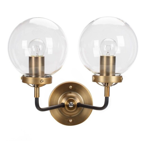 Gold Wall Sconce / Bathroom Vanity 2 Globes / Wall Mounted | Bed Bath & Beyond