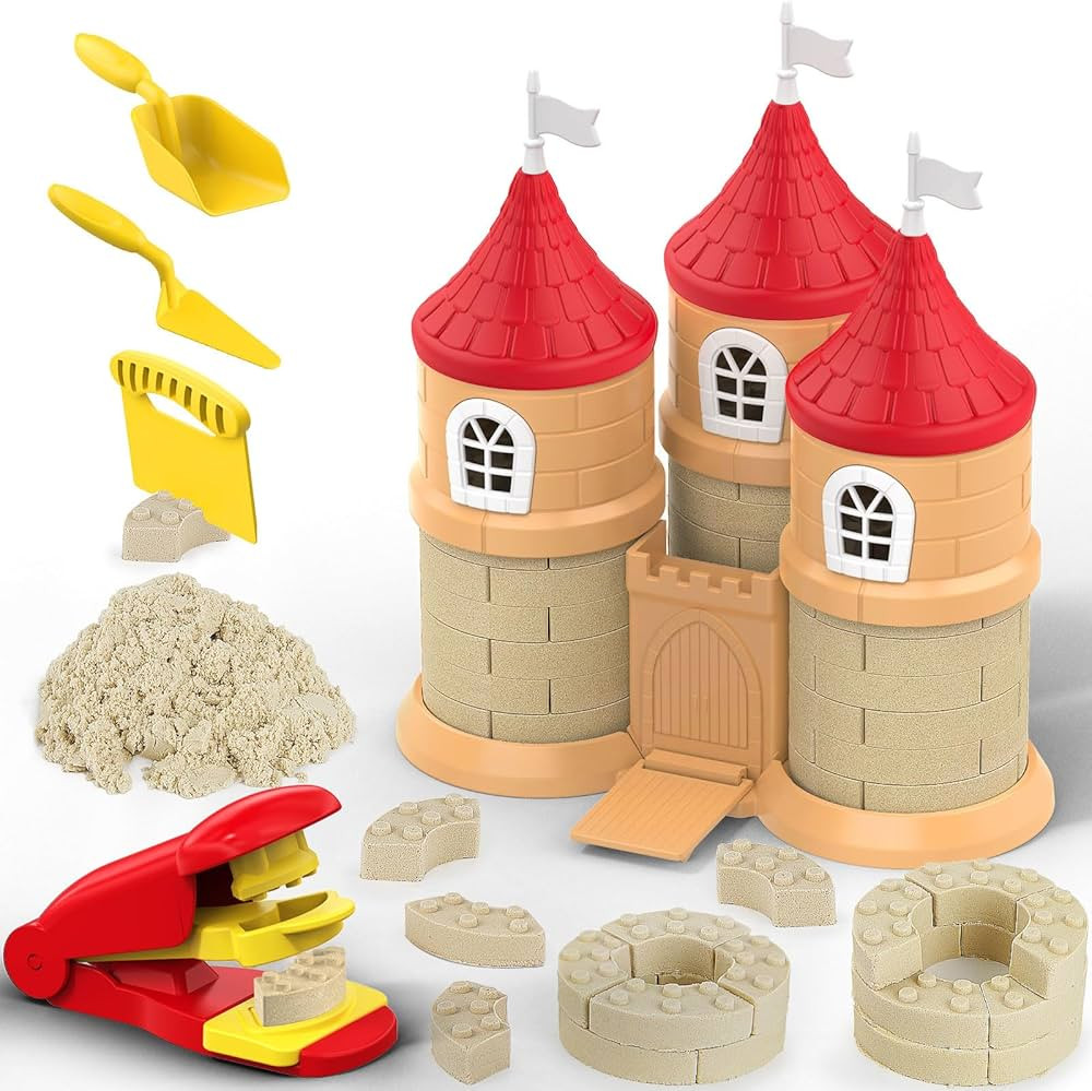 Play Sand Construction Set, 1.7lbs Moldable Sand Sensory Toys with Brick Mold, Building Toys, Gif... | Amazon (US)