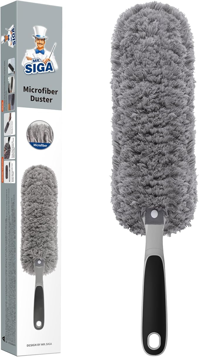 MR.SIGA Lint Free Microfiber Duster, Washable Duster for Household Cleaning Gray | Amazon (US)