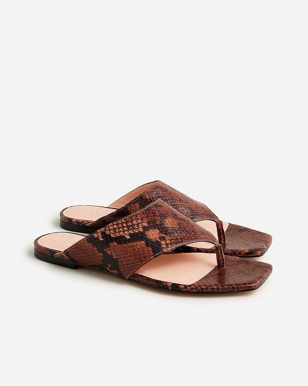 Capri wide thong sandals in snake-embossed leather | J.Crew US