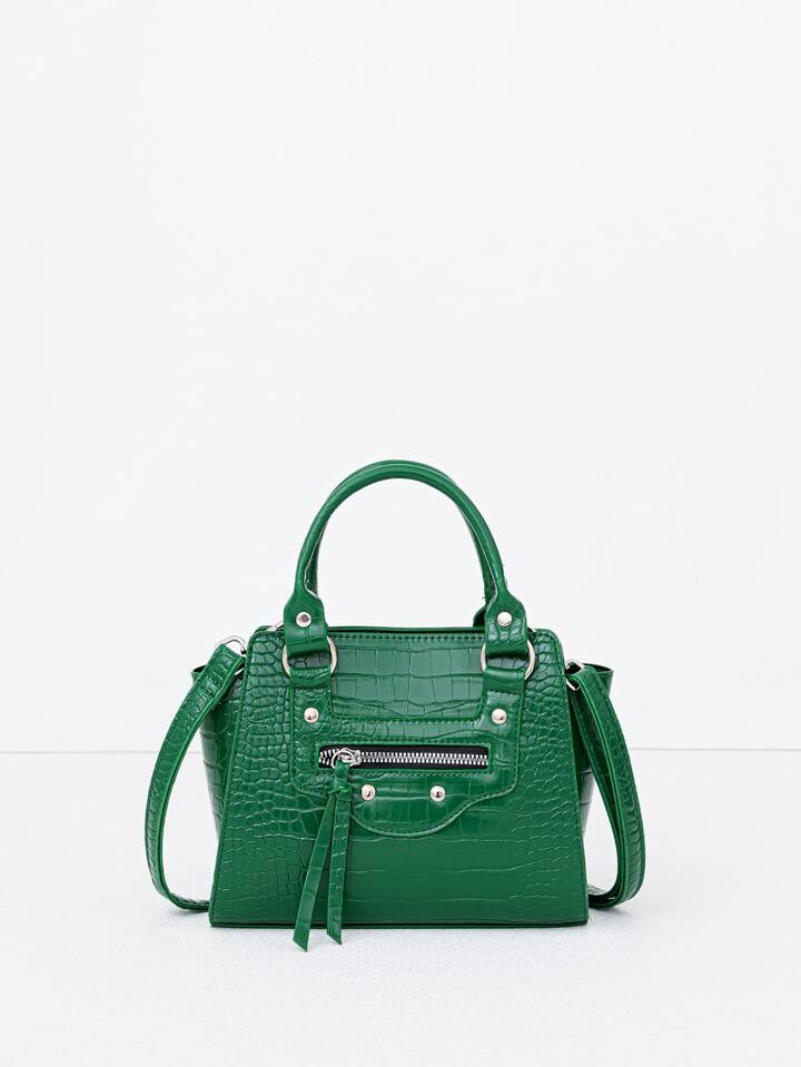 Crocodile Embossed Square Bag | SHEIN