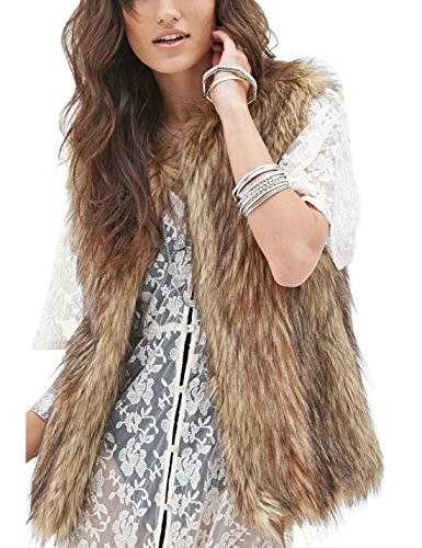 Tanming Women's Fashion Autumn and Winter Warm Short Faux Fur Vests (Medium, Grey) | Amazon (US)