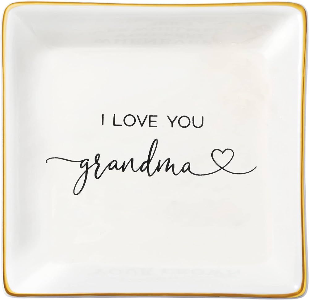 JoycuFF Grandma Birthday Gifts for Women Ceramic Trinket Dish Tray Jewelry Ring Earring Organizer... | Amazon (US)