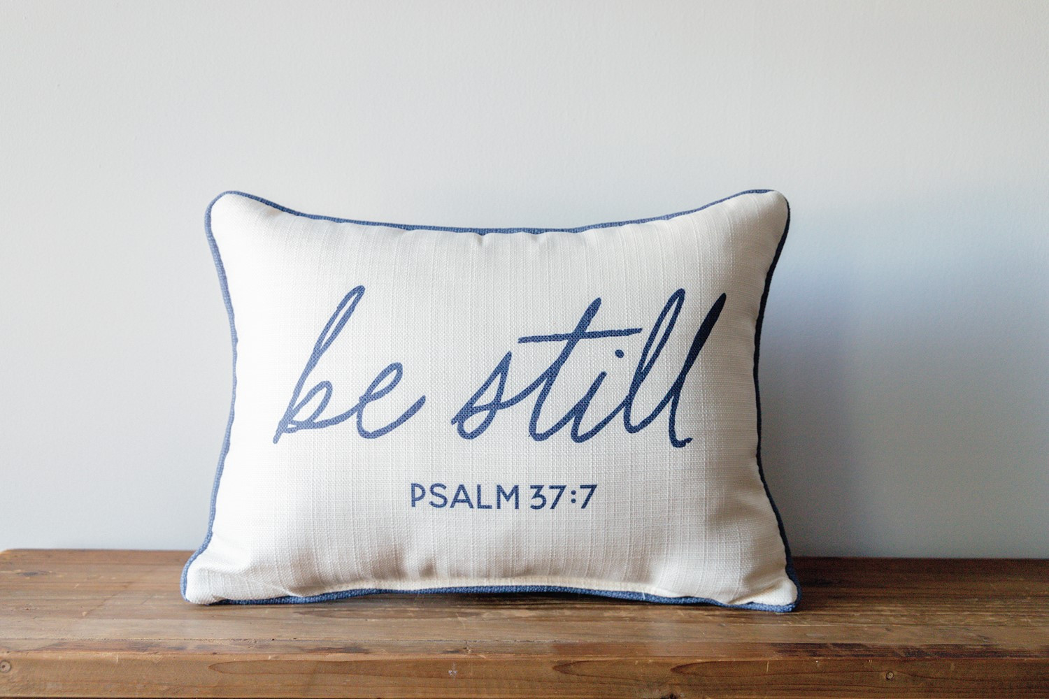 Be Still Laurel Pillow | Inspirational Home decor, Christian Living, Psalm 37 | Little Birdie