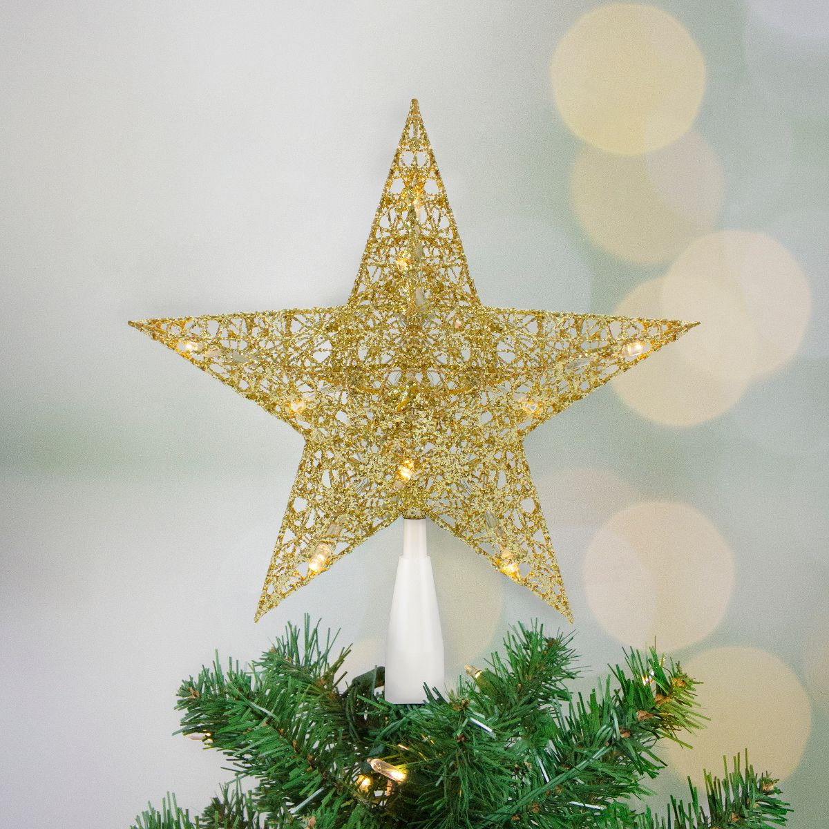 Northlight 10" LED Lighted Gold Glittered Star Christmas Tree Topper, Warm White Lights | Target