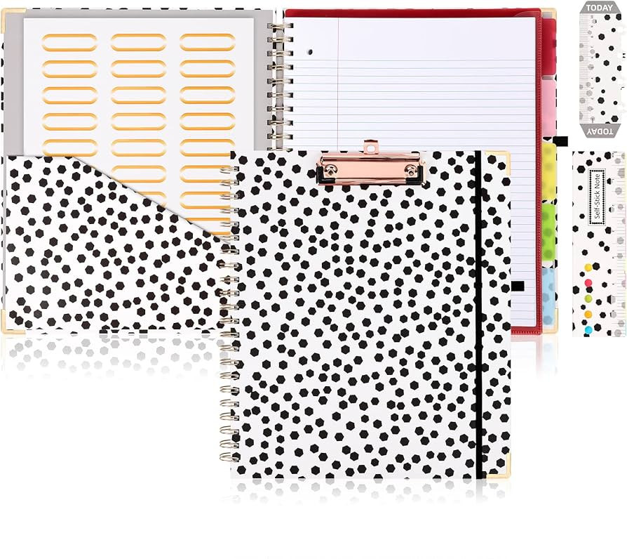 Spiral Notebook 8.5 x 11 Clipboard with Storage Journal Notebook 5 Subject Notebook Hardcover Tab... | Amazon (US)