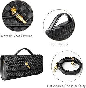 Joryin Woven Purse for Women Evening Clutch Woven Leather & Suede Handbags Crossbody Bag Suede Pu... | Amazon (US)