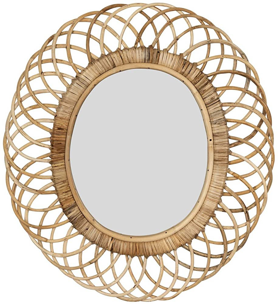 Creative Co-Op Oval Woven Bamboo Wall Mirror, Brown | Amazon (US)