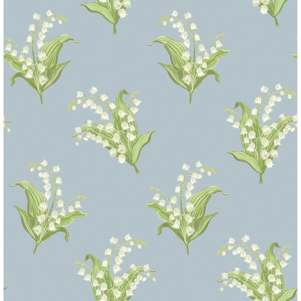 Farmington Blue Heather Lily of the Valley Wallpaper By Erin Gates | York Wallcoverings