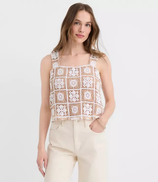 Petite Tiled Crochet Tank Top | LOFT
