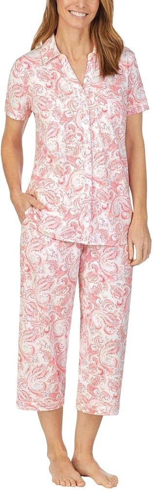 Nautica Ladies' 2-Piece Notch Collar PJ Set, Pink, Medium | Amazon (US)