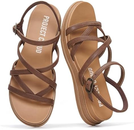 Project Cloud Wedge Sandals for Women 2026 - Comfortable Soft & Plush Insole Strappy Womens Sanda... | Amazon (US)
