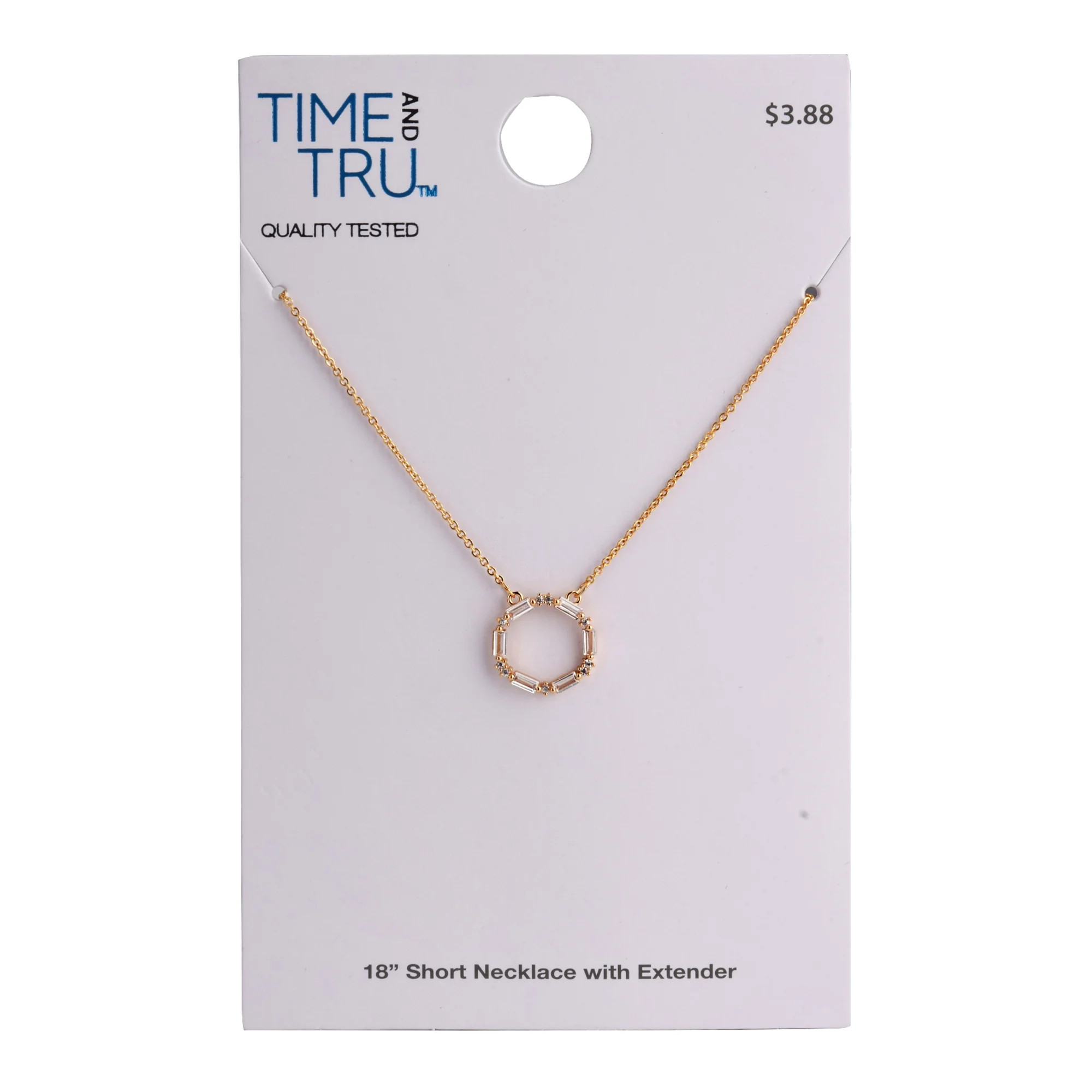 Open Ring Baguette Gold Necklace - Walmart.com | Walmart (US)