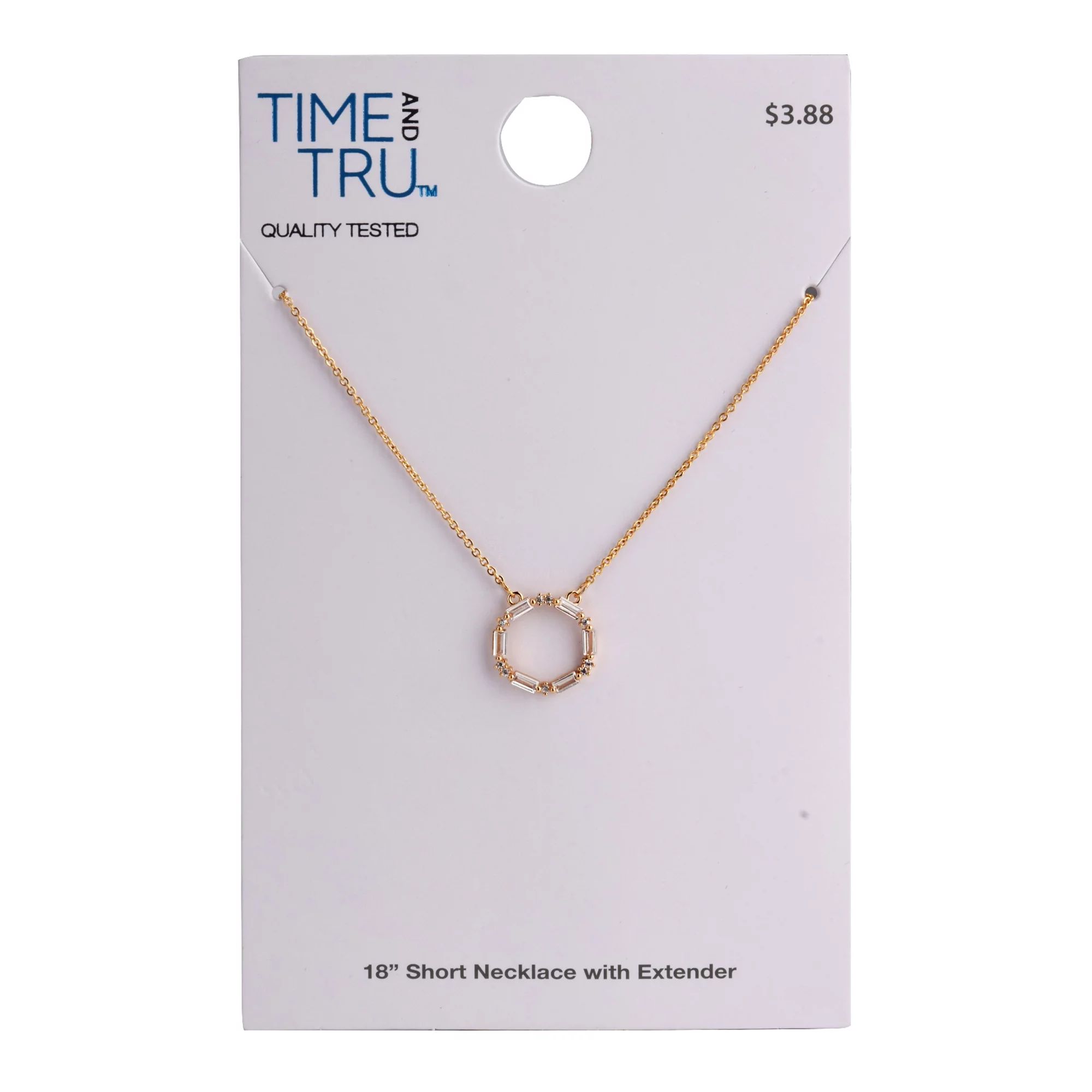 Time and Tru Female Delicate Open Ring Baguette Gold Necklace - Walmart.com | Walmart (US)