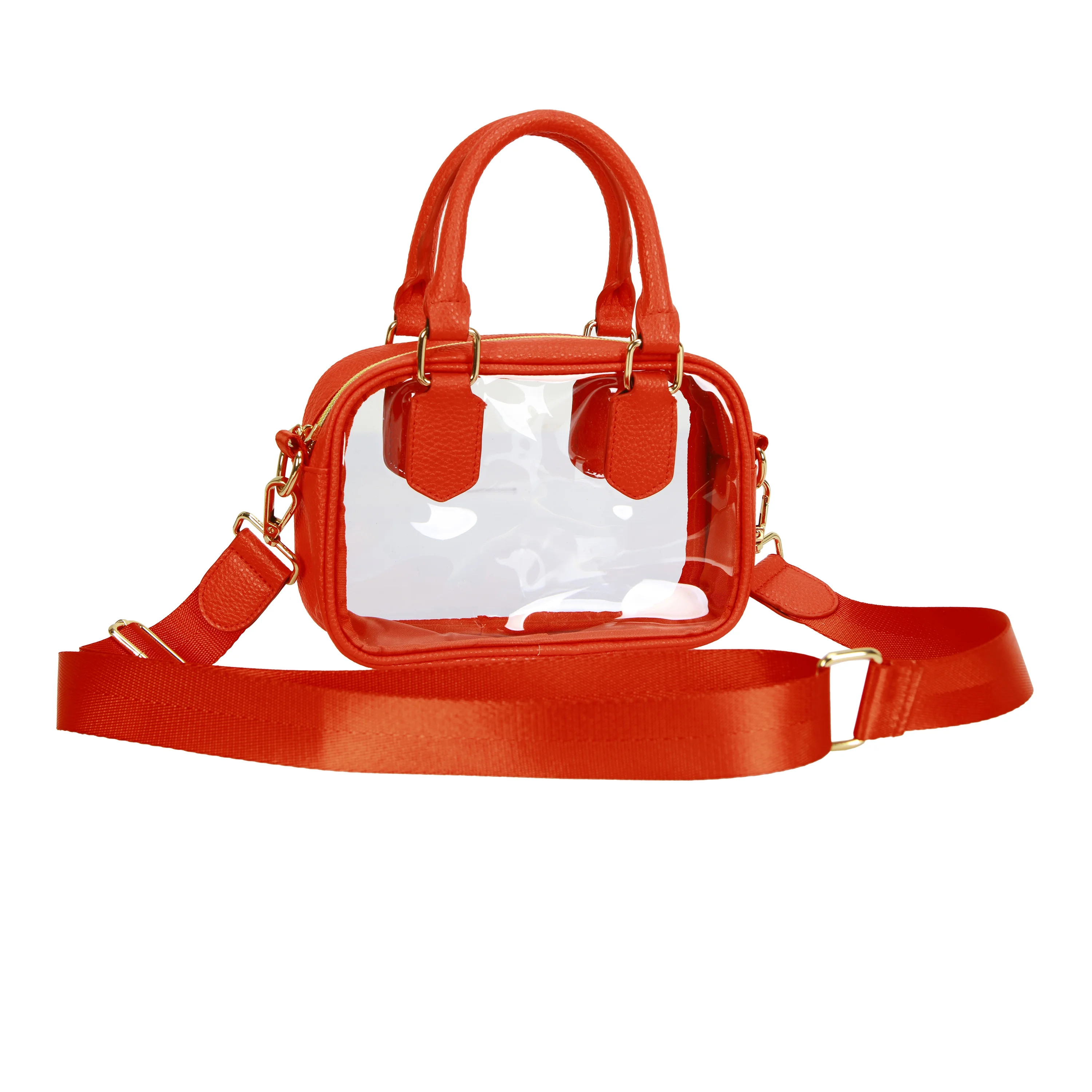 Hello Hobby Clear Handbag, Customizable Transparent Purse for Stadiums, Concerts, and Everyday Use, Black Accents | Walmart (US)