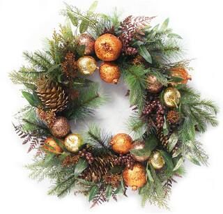 22"" Artificial Bronze Sequin Fruit Berry & Pinecone Christmas Wreath By Northlight in Gold | Michae | Michaels Stores