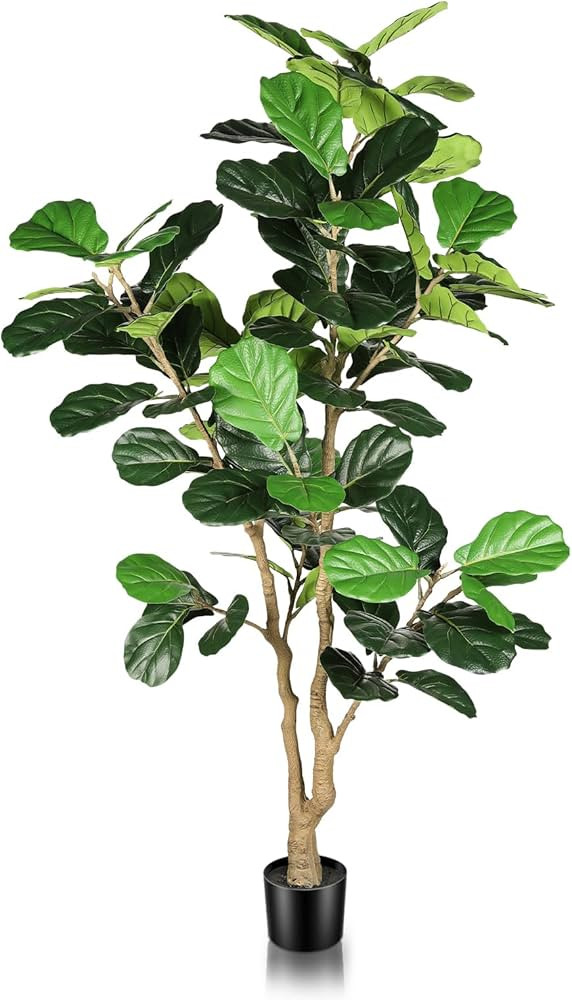 Artificial Fiddle Leaf Fig Tree - 6ft Artificial Plant Large Fake Fig Leaf Tree with Plastic Nurs... | Amazon (US)