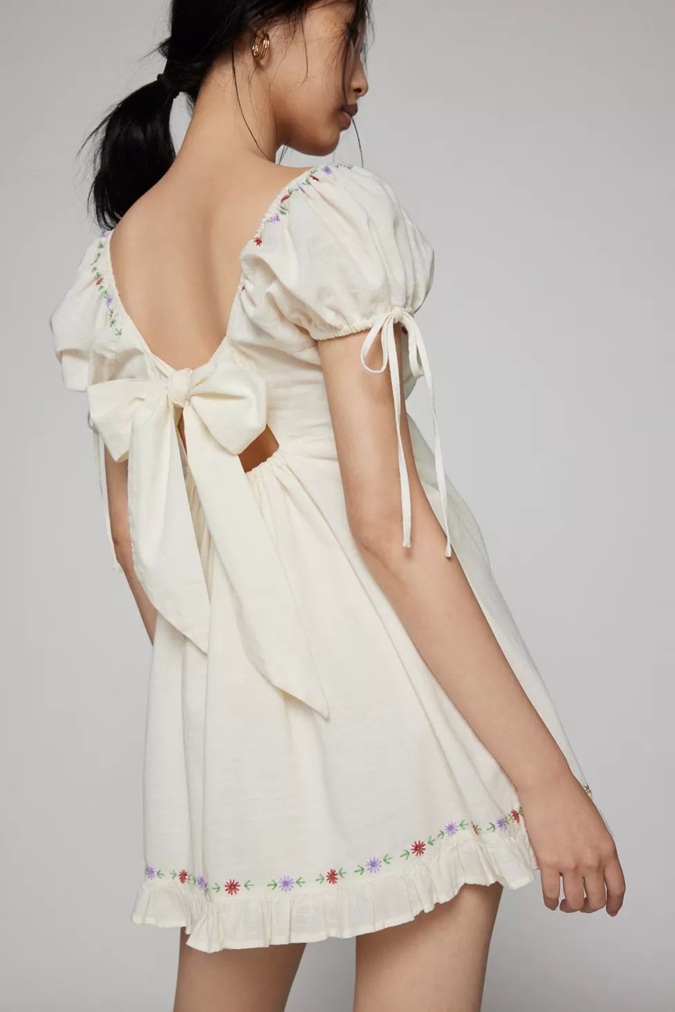 Kimchi Blue Marcella Embroidered Babydoll Mini Dress | Urban Outfitters (US and RoW)