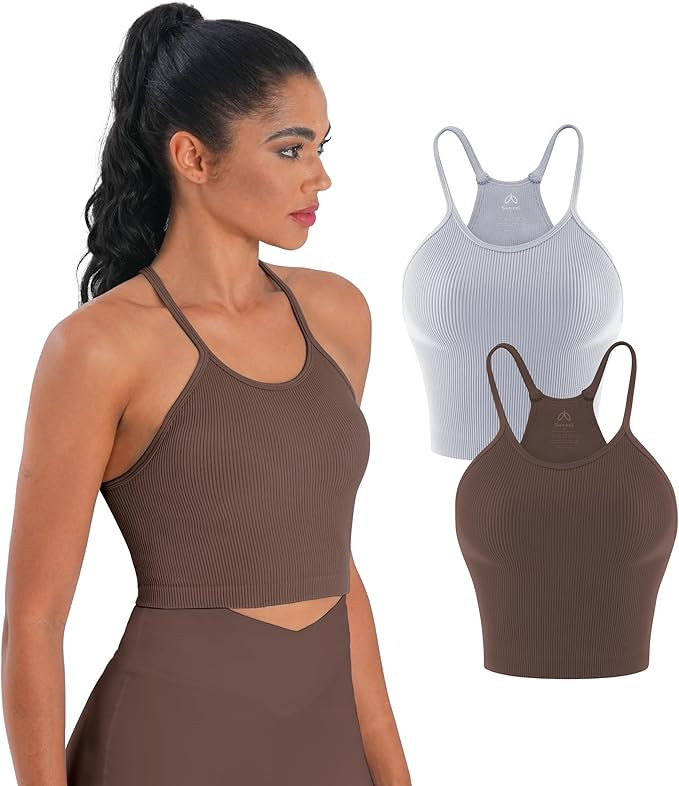 Sunzel Ribbed Crop Tank Tops for Women, Seamless Racerback Tank Top, Unpadded Slim Fit Stretchy W... | Amazon (US)