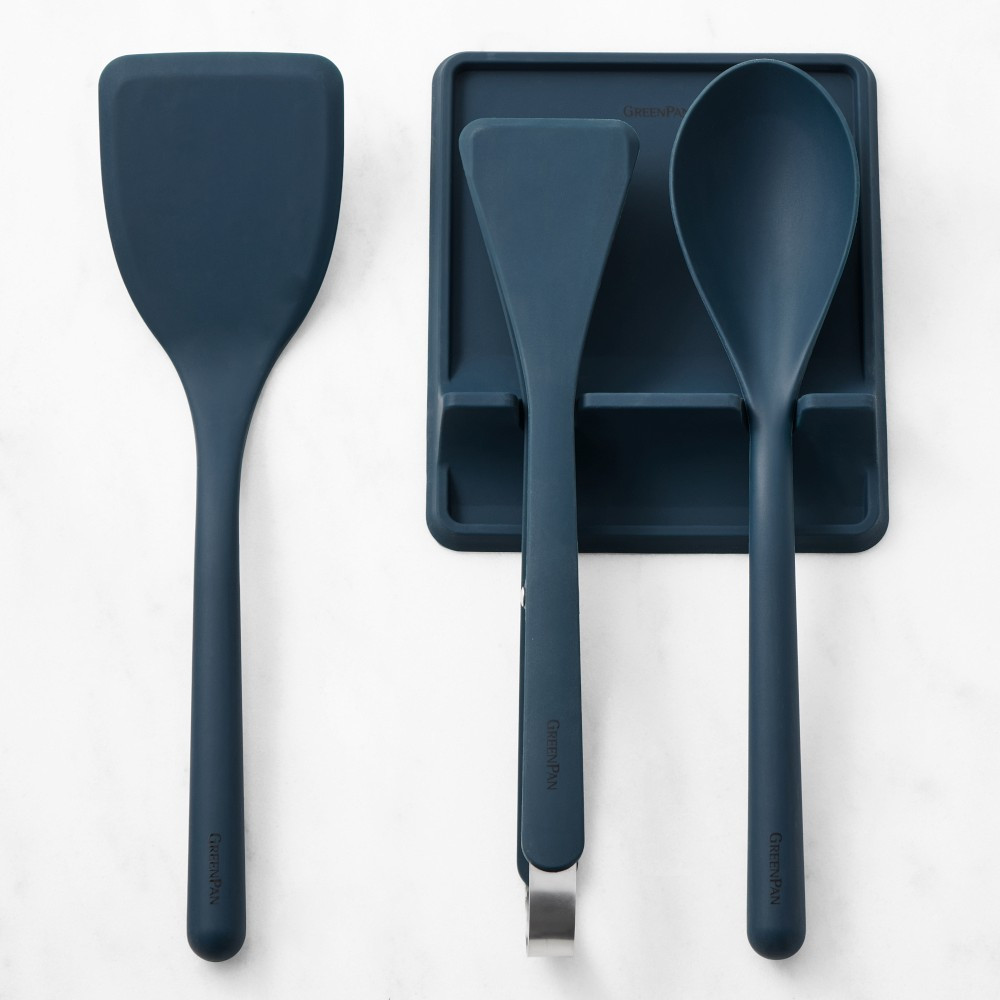 GreenPan™ Silicone Tools with Spoon Rest, Set of 4 | Williams-Sonoma