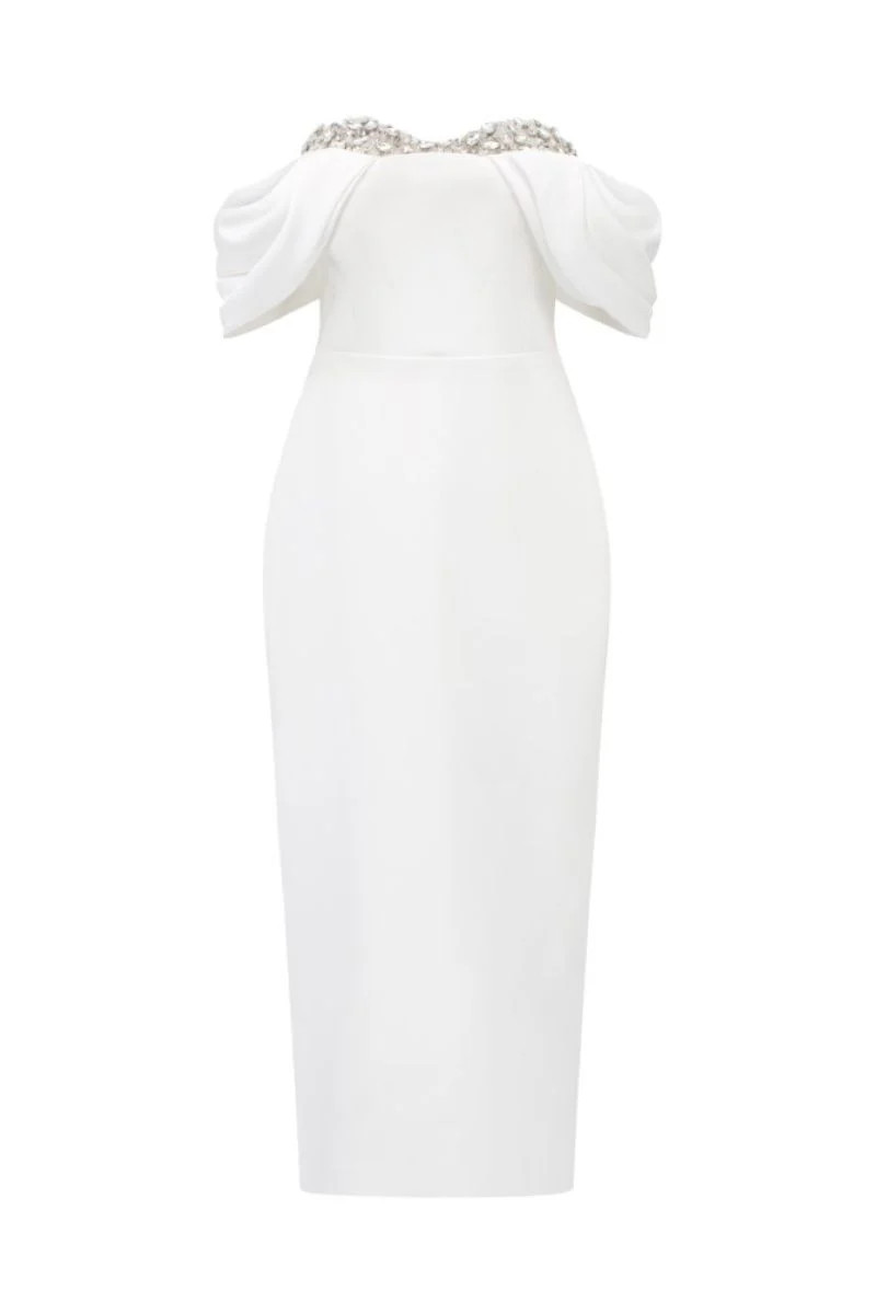 RACHEL WHITE TEXTURE BODYCON MIDI DRESS | 21Six | CULT MIA | CULT MIA UK LTD